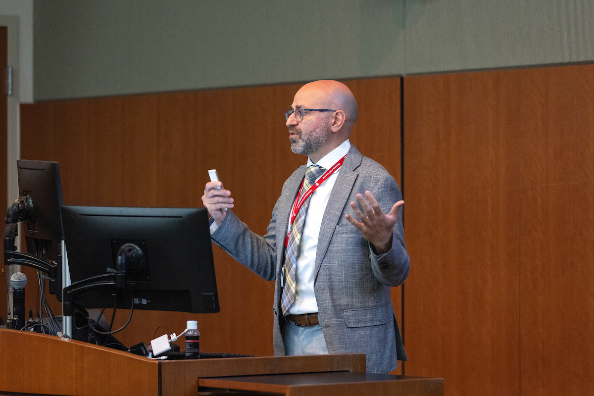 Dr. Ali Pirasteh gives his presentation.