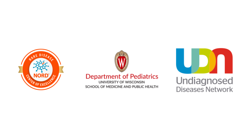 trio of logos - for the NORD, UW Department of Pediatrics and Undiagnosed Disease Network